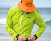 waterproof paddling jacket, 3/4 zip, wrist and waist closures